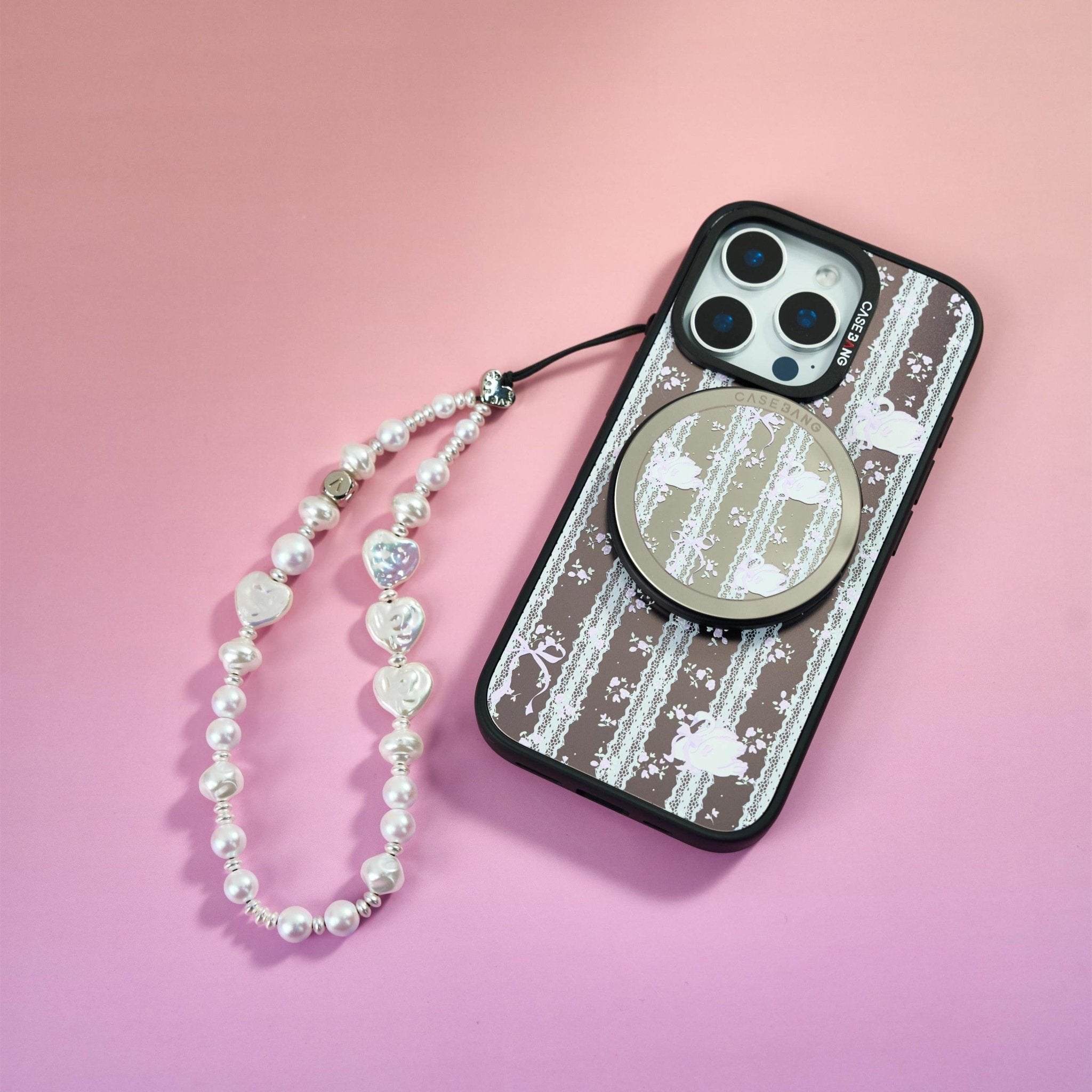 Ballet Trinket Set - CaseBangImagisnap SetCaseBangBlack Base Case+Swan Ballet Cover+Sweet Dreams Paradise Wrist Strap+Swan Ballet StandiPhone 16 Pro